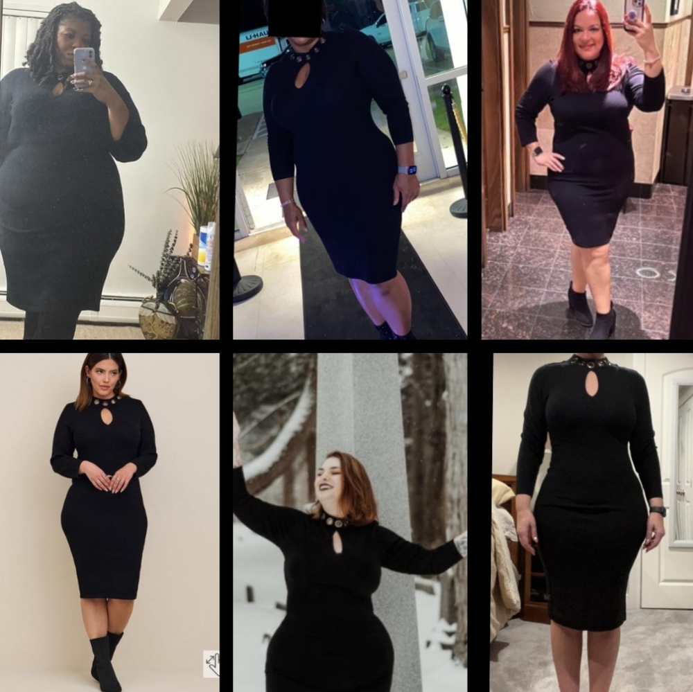 $89 NEW 2X 18 20 tall TORRID gromet black bodycon sweater dress 3/4 long sleeve